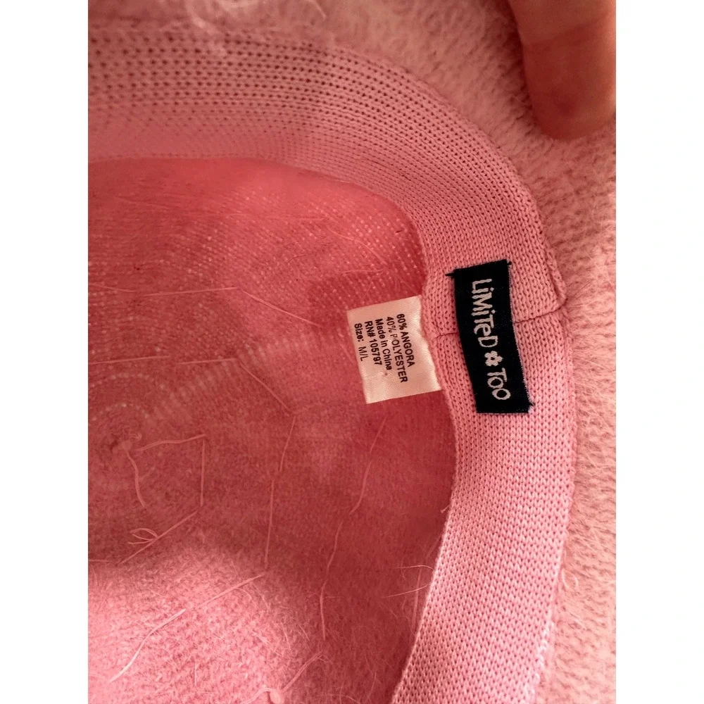 Limited Too Kids Pink fuzzy Beaded Bucket Hat Girls Large bratz Y2K 2000's‎